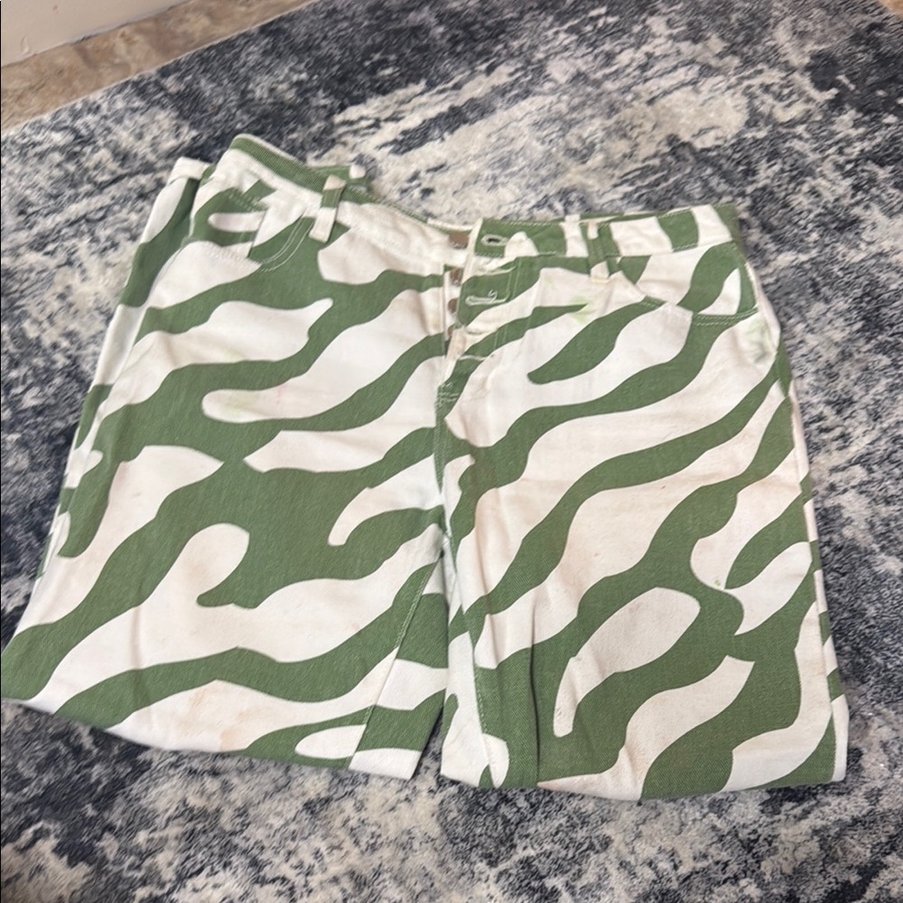 Green and White Camouflage Shorts
